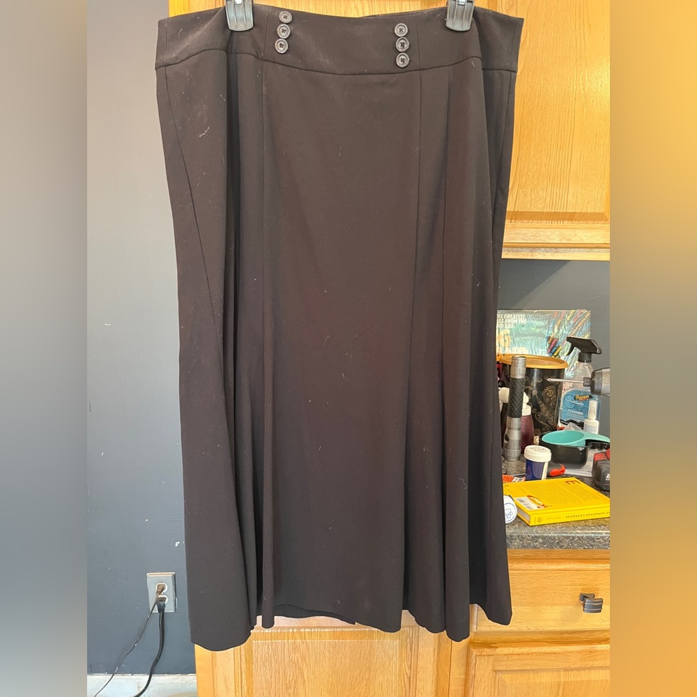 Lane Bryant Black Maxi Skirt with Button Detail